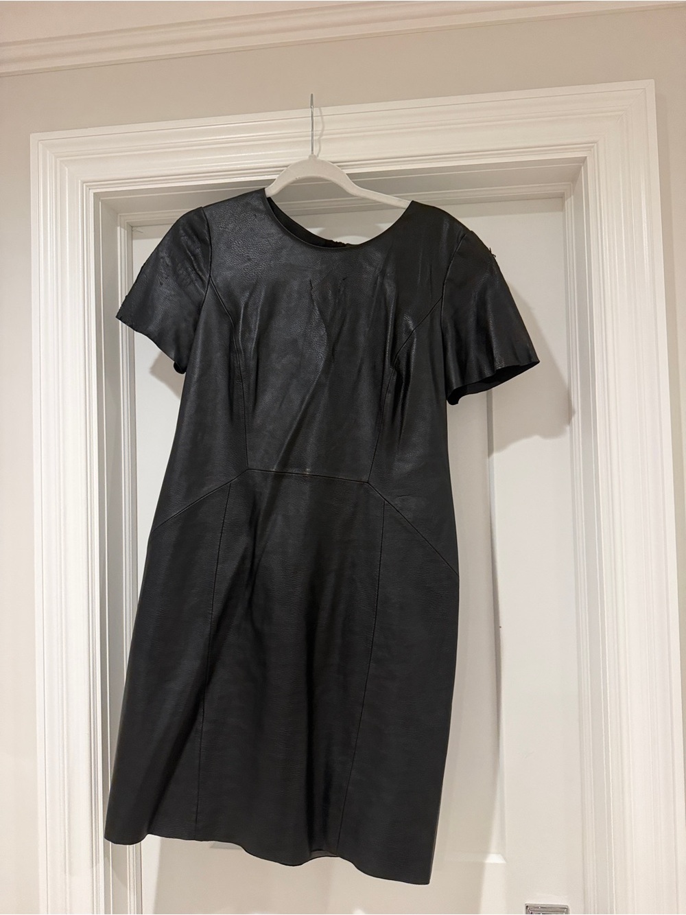 Boss Black Leather Short Sleeve A-Line Dress